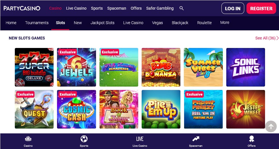Party Casino Slots Selection